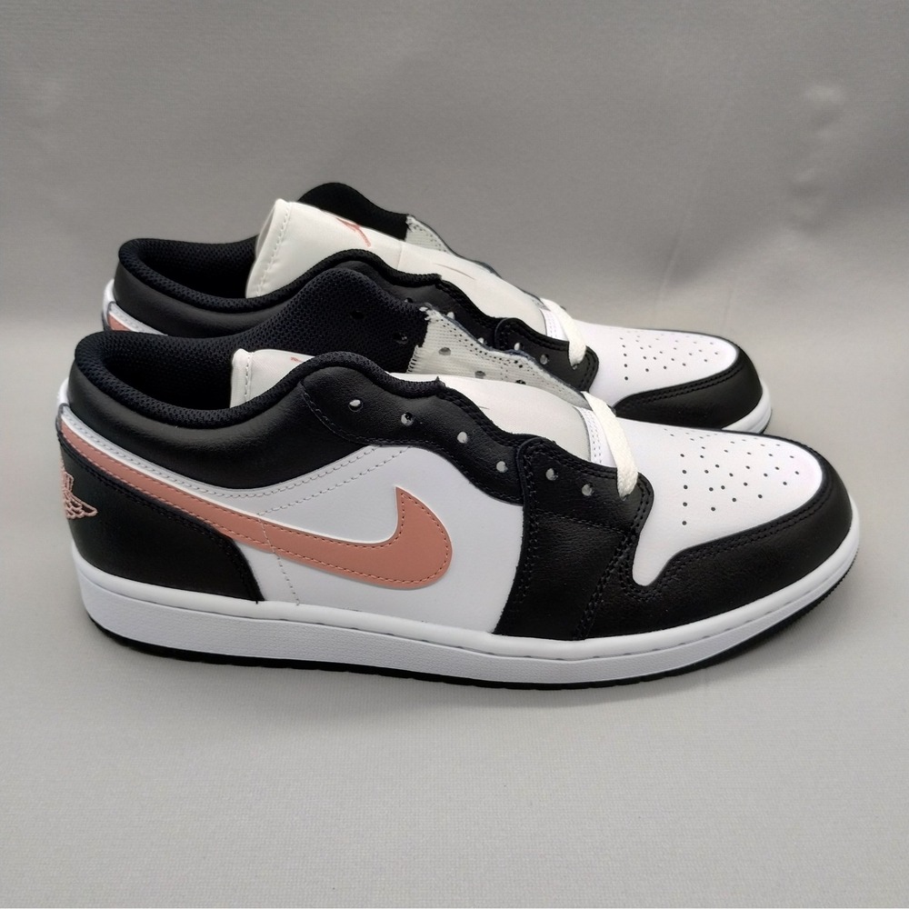 Nike Air Jordan 1 Low White Rust Pink Black Sneakers 553558-165 Mens Size 10